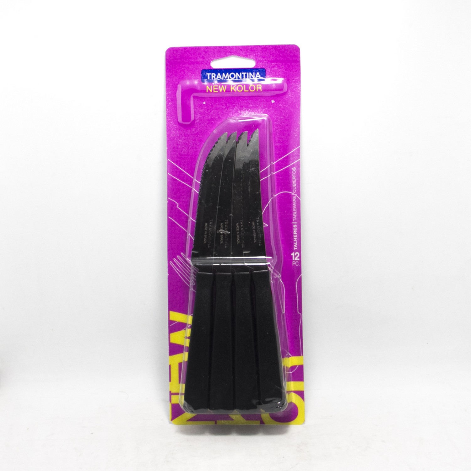 CUCHILLO TRAMONTINA X 12 UNIDADES NEGRO EN BLISTER