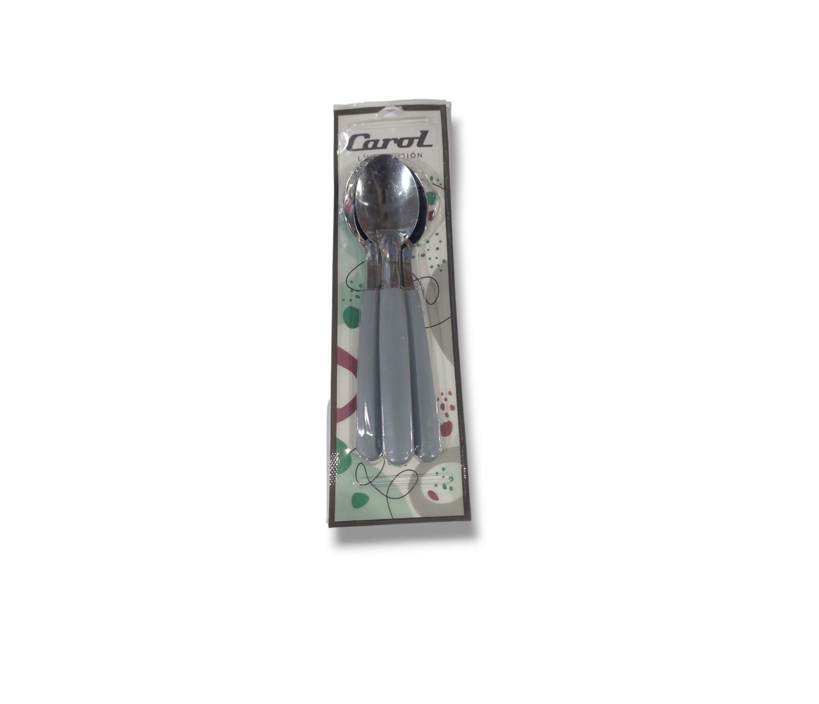 CUCHARA CAROL X 3 UNIDADES COLOR GRIS