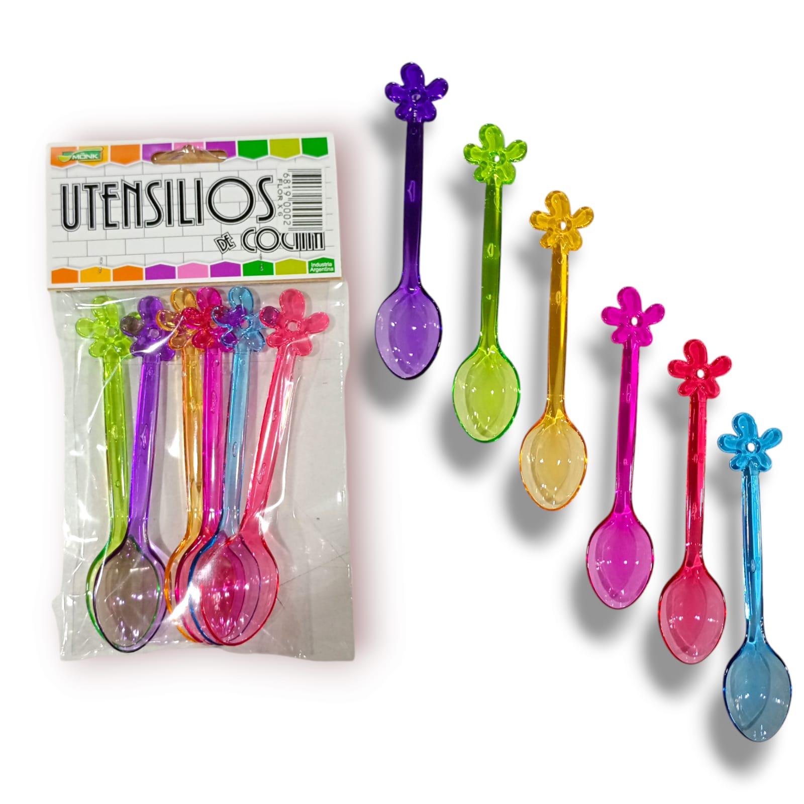 CUCHARITA ACRILICA X 6 UNIDADES CON FORMITA FLOR
