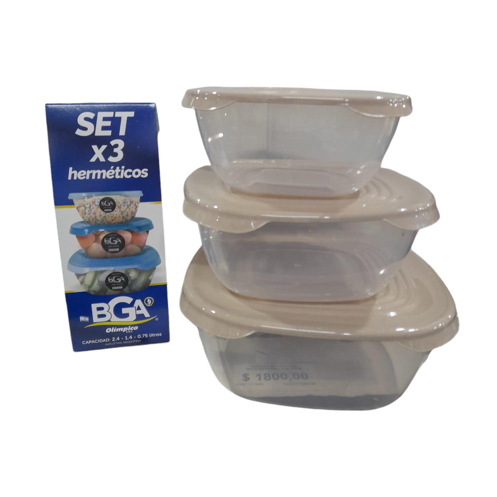 TUPPER CONTENEDORES CUADRADOS SET X3:2.4+ 1.4+ 0.75LTS