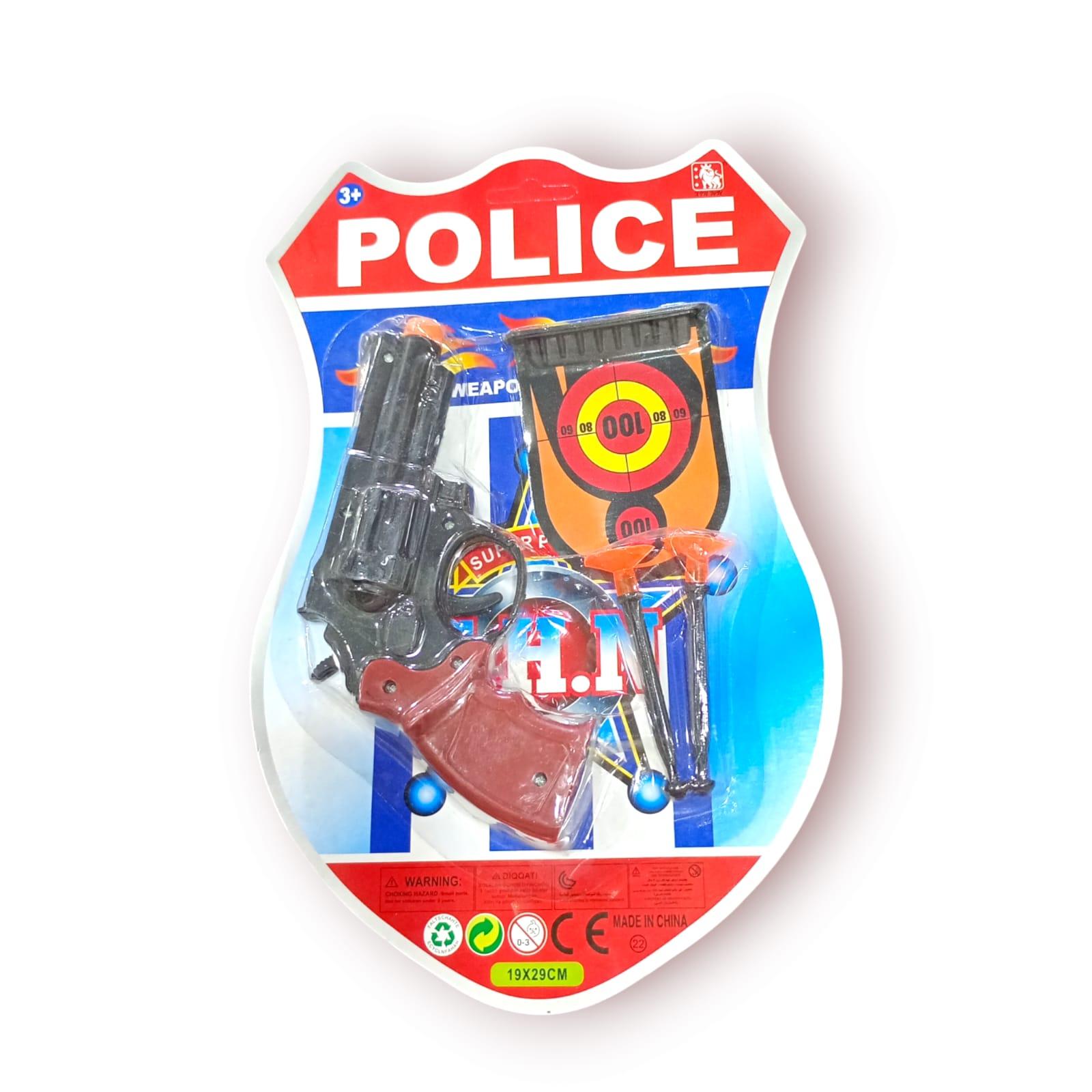 SET DE POLICIA ARMA+TIRO AL BLANCO+2 DARDOS 15CM
