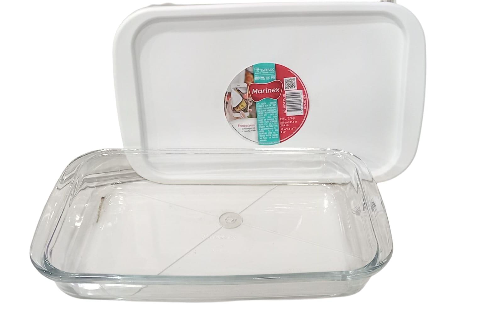 BANDEJA/FUENTE VIDRIO CON TAPA MARINEX 2.2LTS