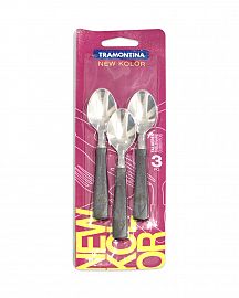 CUCHARITA TRAMONTINA X 3 UNIDADES NEGRO EN BLISTER