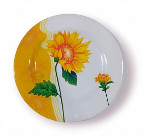PLATO POSTRE MELAMINA DISEÑO GIRASOL 20CM