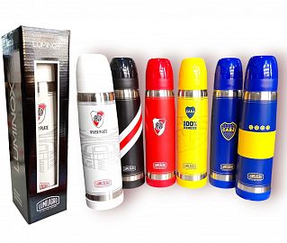 TERMO DE ACERO LUMILAGRO ESTAMPADO FUTBOL BOCA/RIVER 1 LTS
