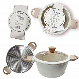 CACEROLA ANTIADHERENTE EFECTO GRANITO CAROL COLOR BEIGE N*24