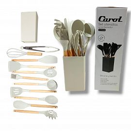 UTENSILLOS X 12 Piezas CAROL MADERA+SILICONA